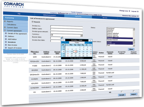 Factoring software for banks